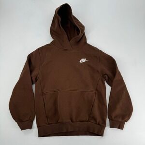 Kids Nike Brown Pullover Hoodie Sweatshirt Fleece‎ Lined Size M